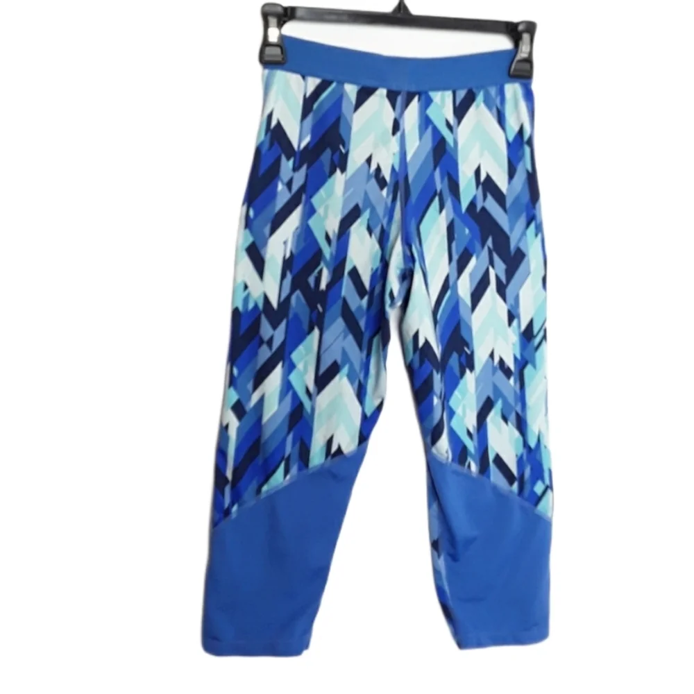 Nike Blue Pattern Pro Cool AOP Capri Leggings EUC sz XL